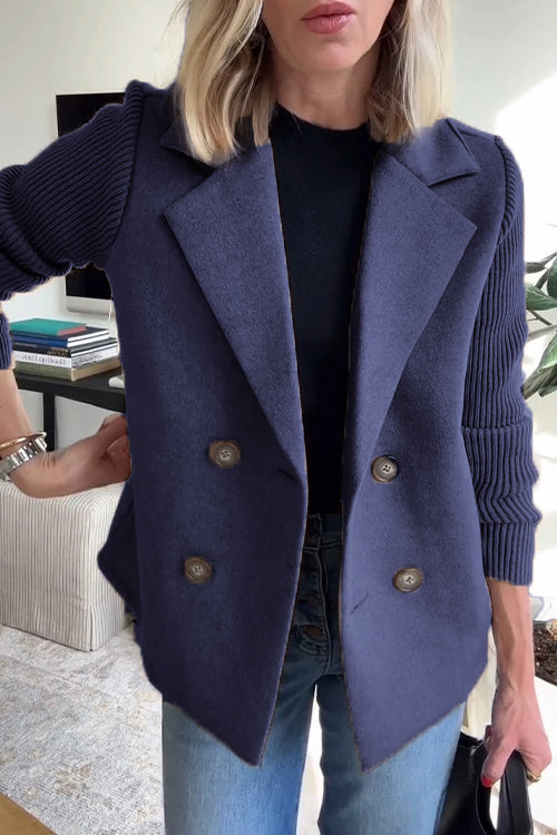 Lenora - Knit-Sleeve Blazer for Effortless Sophistication