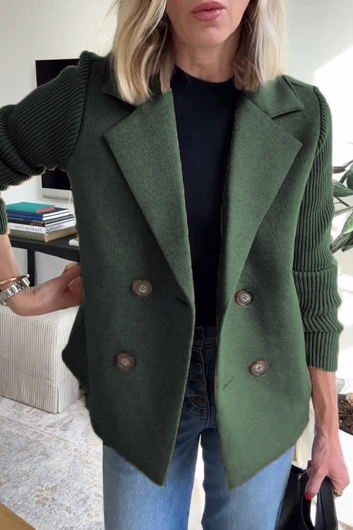 Lenora - Knit-Sleeve Blazer for Effortless Sophistication