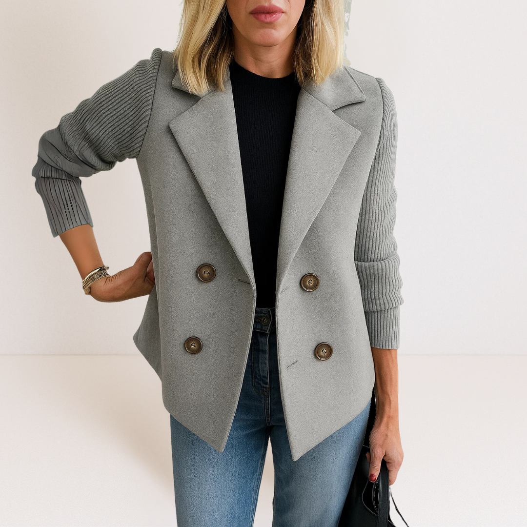 Adeline - Structured Knit-Sleeve Blazer for Effortless Sophistication