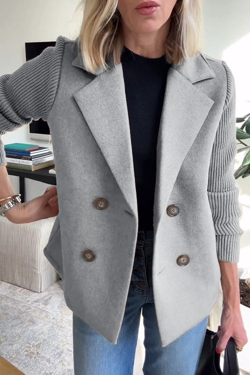 Lenora - Knit-Sleeve Blazer for Effortless Sophistication