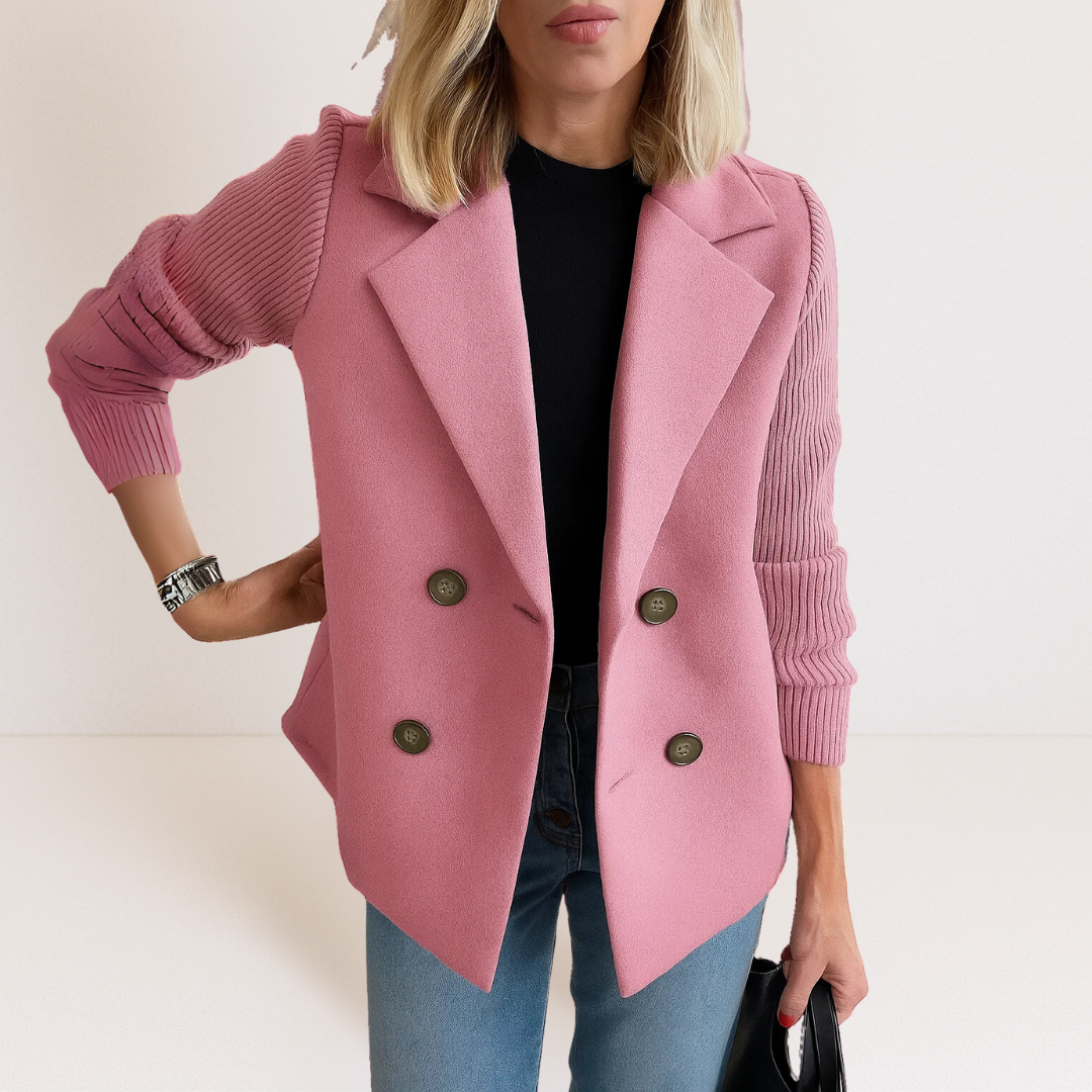Adeline - Structured Knit-Sleeve Blazer for Effortless Sophistication