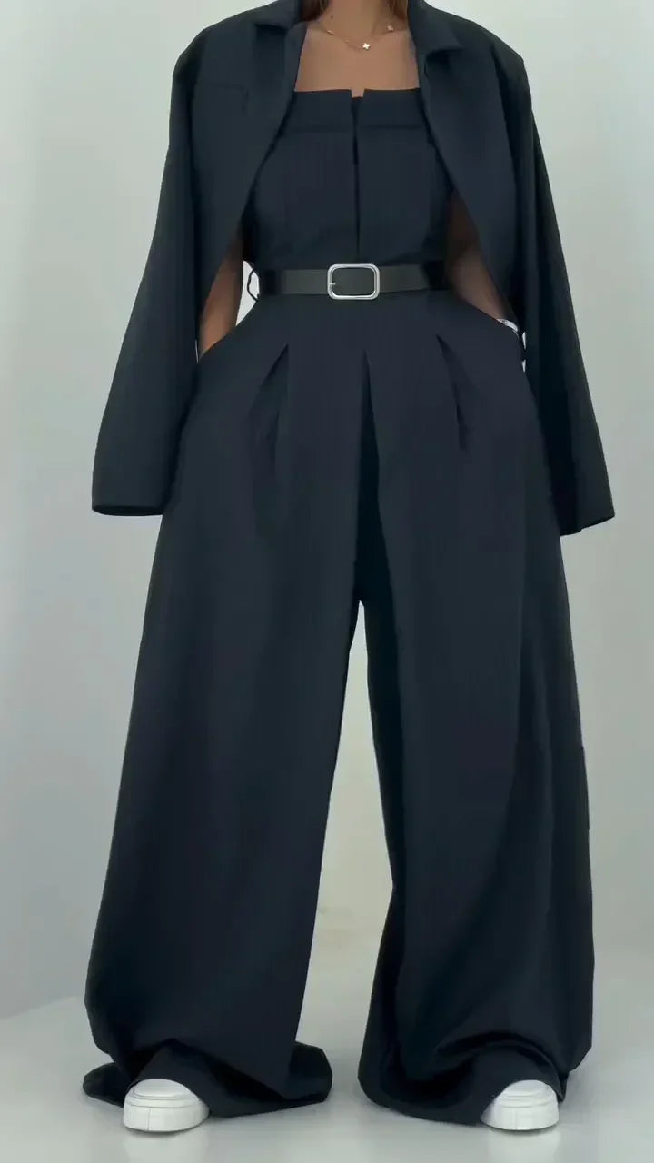 Alyssa – Women’s Wide-Leg Jumpsuit + Jacket – Sleek, Polished, and Effortless