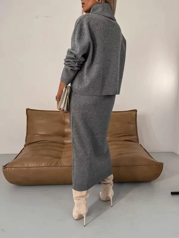 Corinne – Cozy Elegance in a Two-Piece Dress & Turtleneck Set