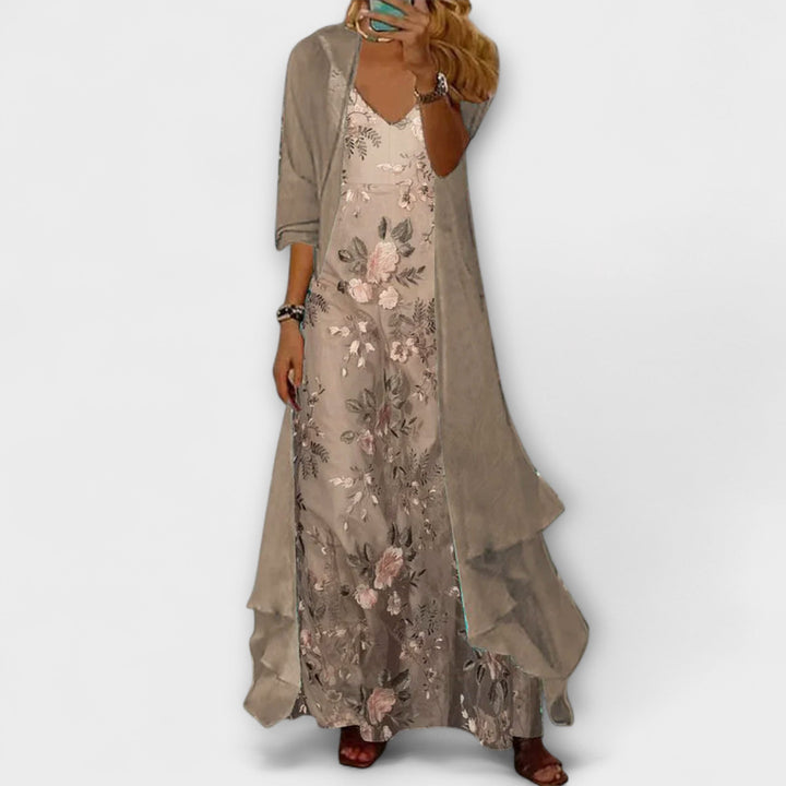 Scarlett – Elegant Two-Piece Maxi Dress Set for Effortless Sophistication