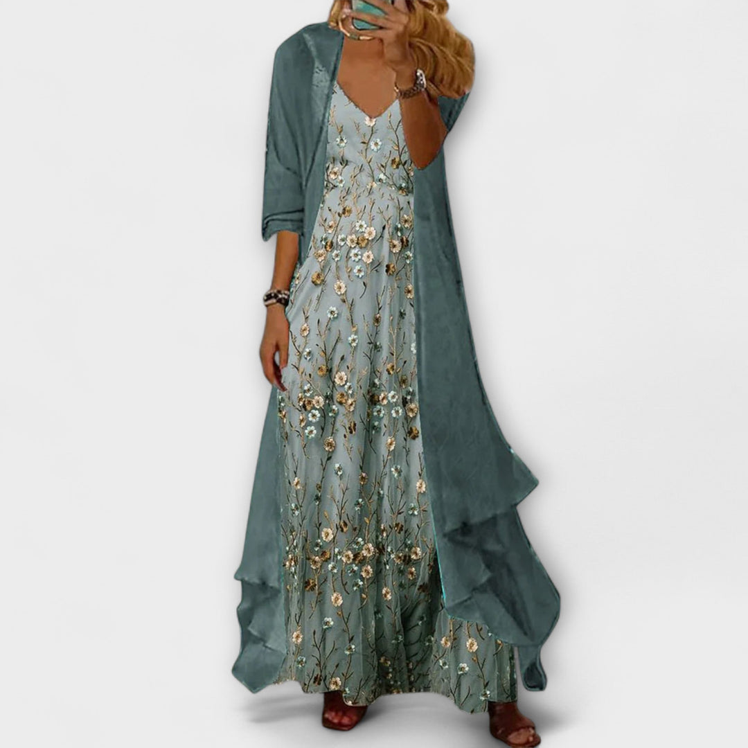 Scarlett – Elegant Two-Piece Maxi Dress Set for Effortless Sophistication