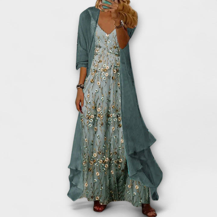 Scarlett – Elegant Two-Piece Maxi Dress Set for Effortless Sophistication