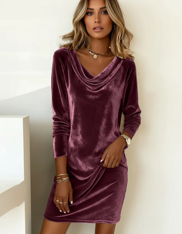 Frosina – Elegant Draped-Neck Dress for Effortless Evenings