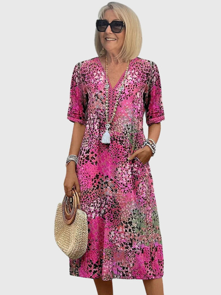 Lillian – Elegant Floral Midi Dress for Effortless Sophistication