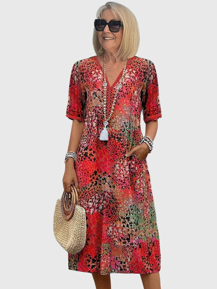 Lillian – Elegant Floral Midi Dress for Effortless Sophistication