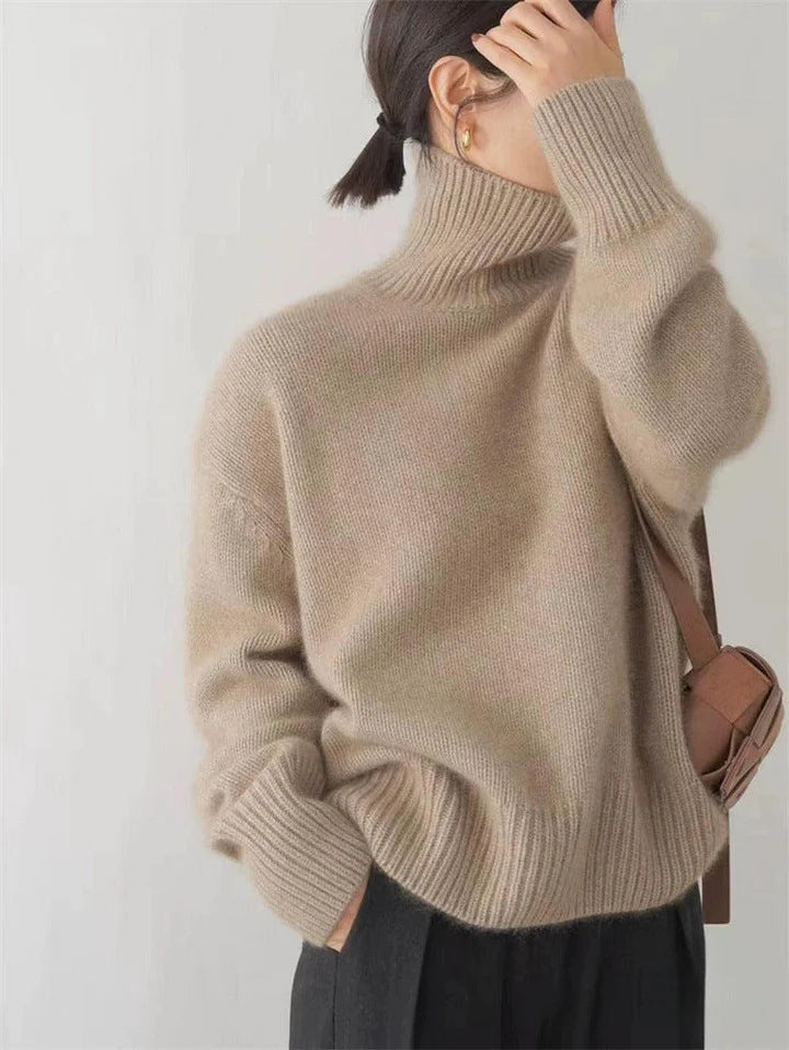 Andrea – Cozy Elegant High Neck Knit Sweater for Stylish Warmth