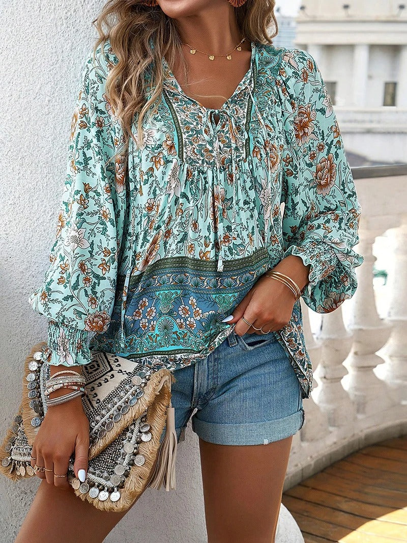 Helena - Bohemian Floral Top for Sunlit Days
