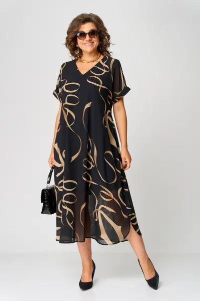 Elise – Effortless Grace Flowing V-Neck Midi Dress