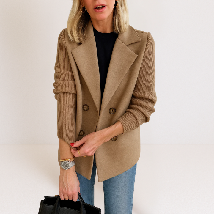 Adeline - Structured Knit-Sleeve Blazer for Effortless Sophistication