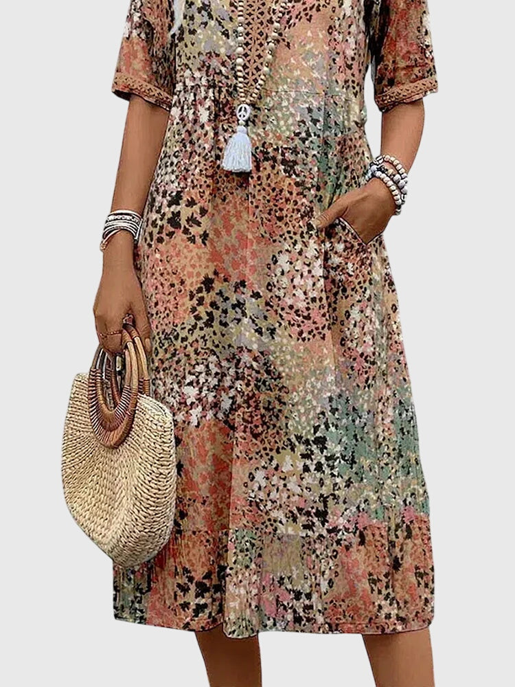 Lillian – Elegant Floral Midi Dress for Effortless Sophistication
