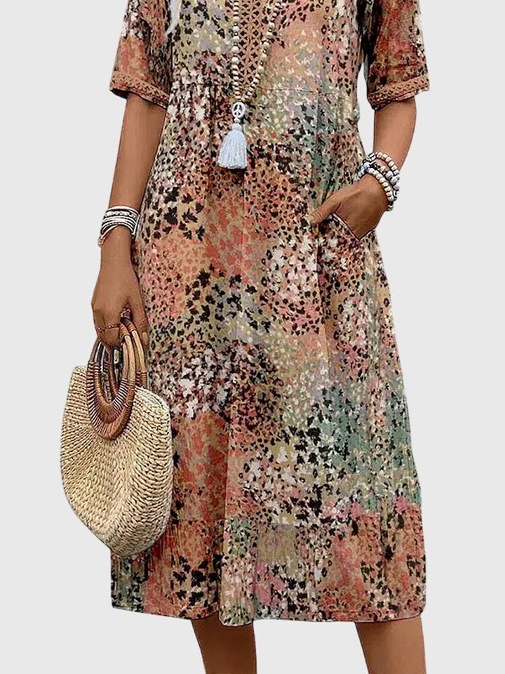 Lillian – Elegant Floral Midi Dress for Effortless Sophistication