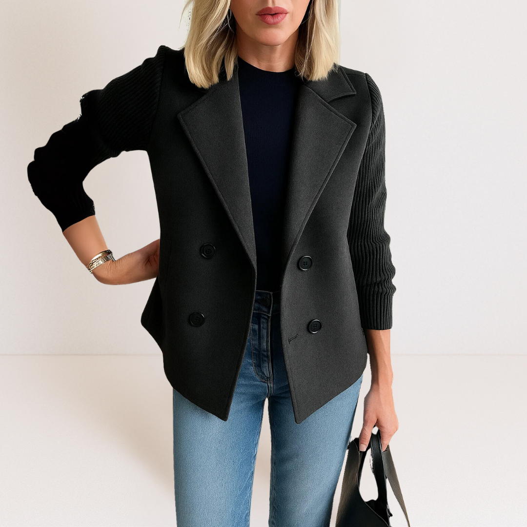 Adeline - Structured Knit-Sleeve Blazer for Effortless Sophistication