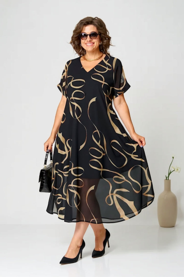 Elise – Effortless Grace Flowing V-Neck Midi Dress