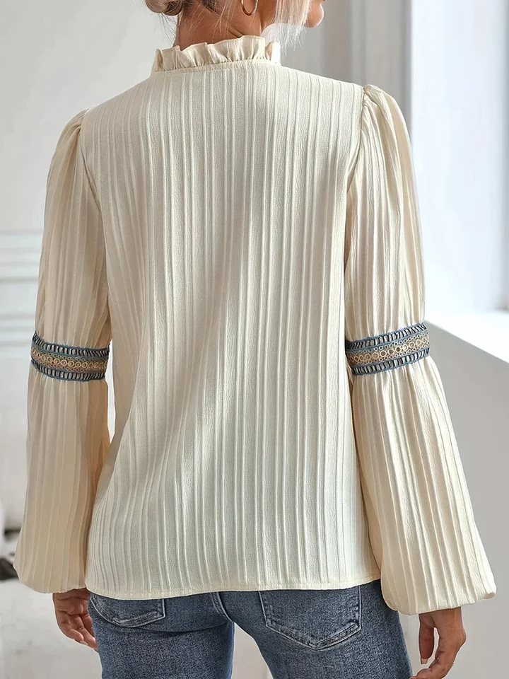 Valerie - Embroidered V-Neck Blouse for Effortless Grace