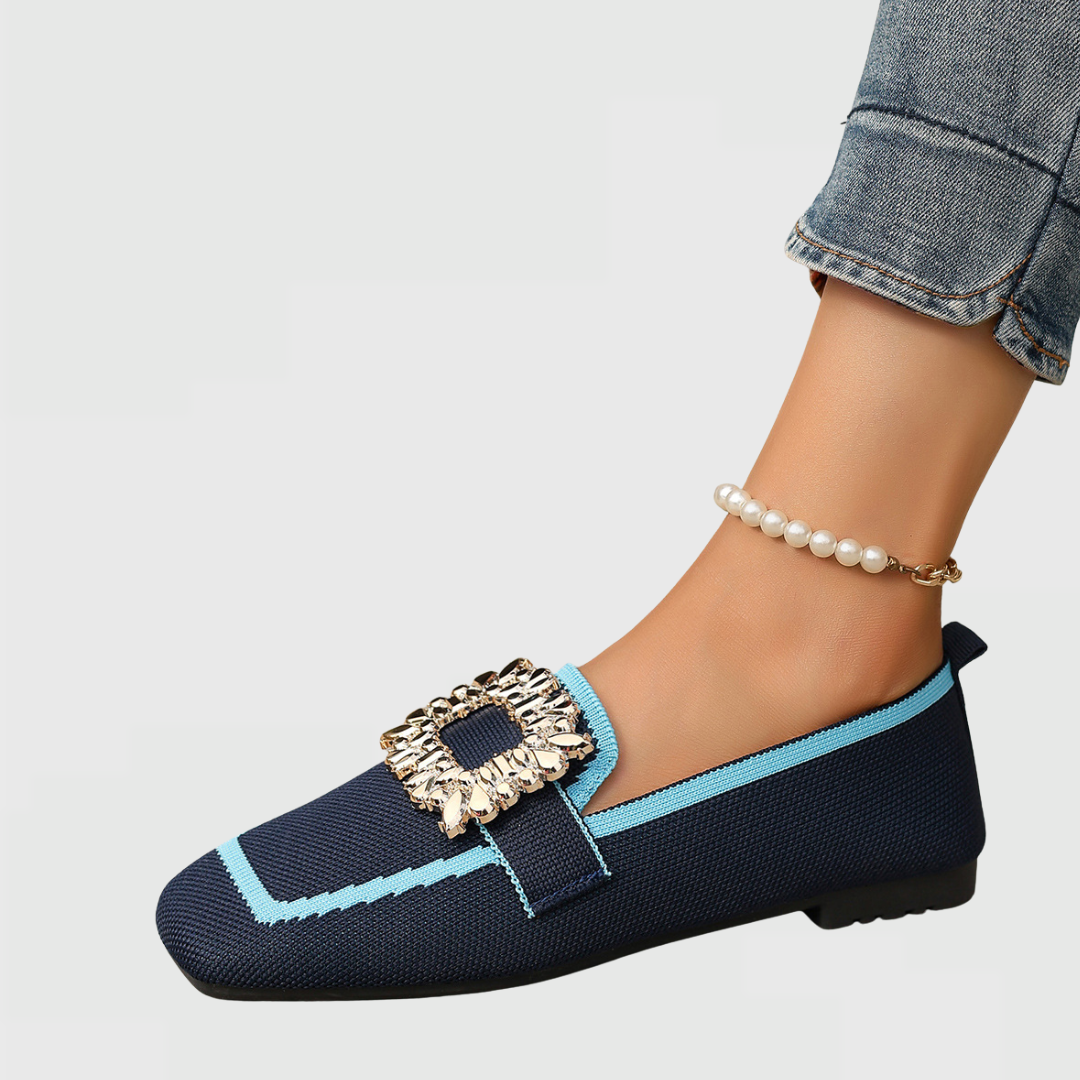 Beatrice - Chic Comfort Crystal Buckle Loafers