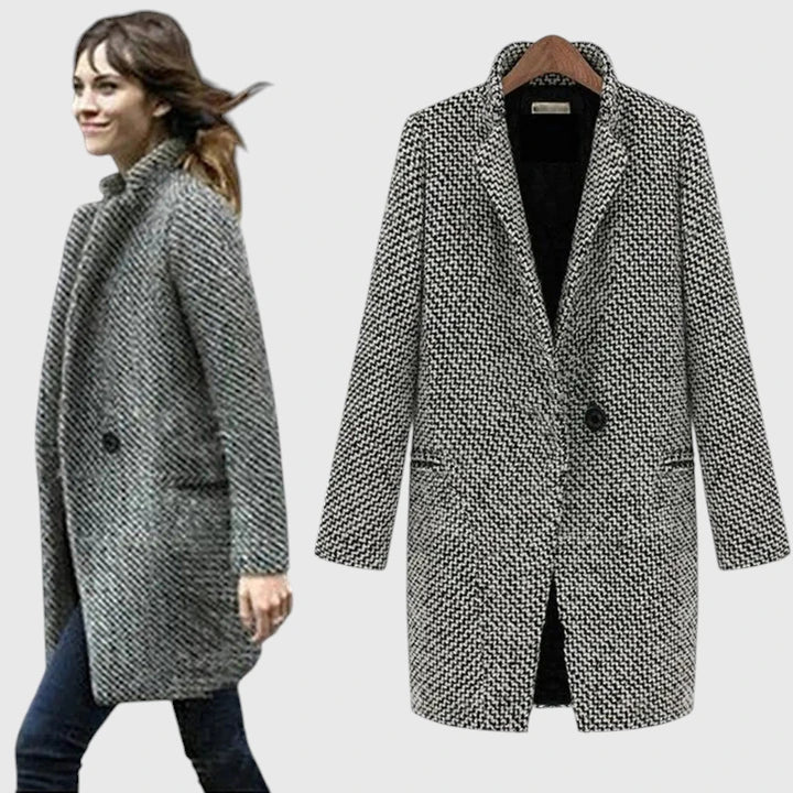 Alexandra - Timeless Comfort Houndstooth Long Coat