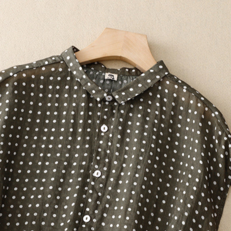 Vera – Lightweight Dot Linen Top For Comfort Feel