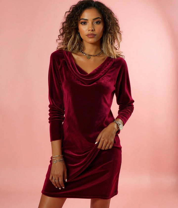 Frosina – Elegant Draped-Neck Dress for Effortless Evenings