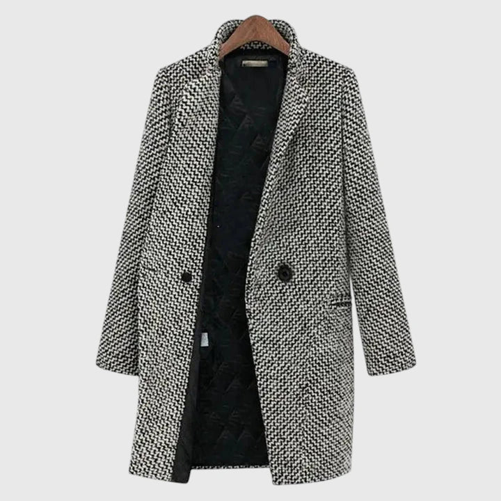 Alexandra - Timeless Comfort Houndstooth Long Coat