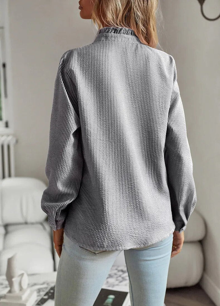 Belle - Ruffled Polo Blouse for Effortless Elegance