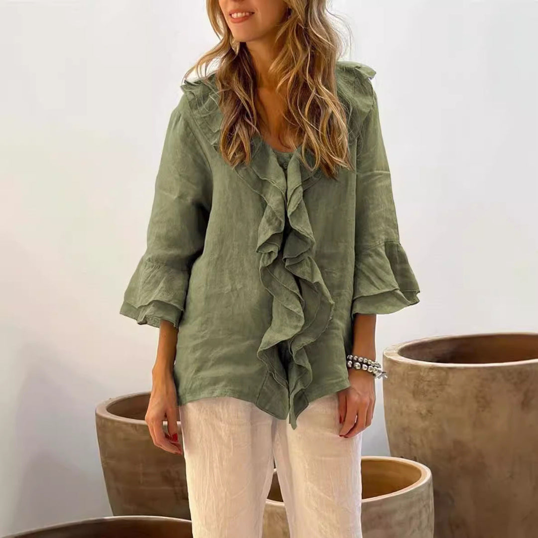 Cherry - Ruffled Blouse for Effortless Feminine Grace