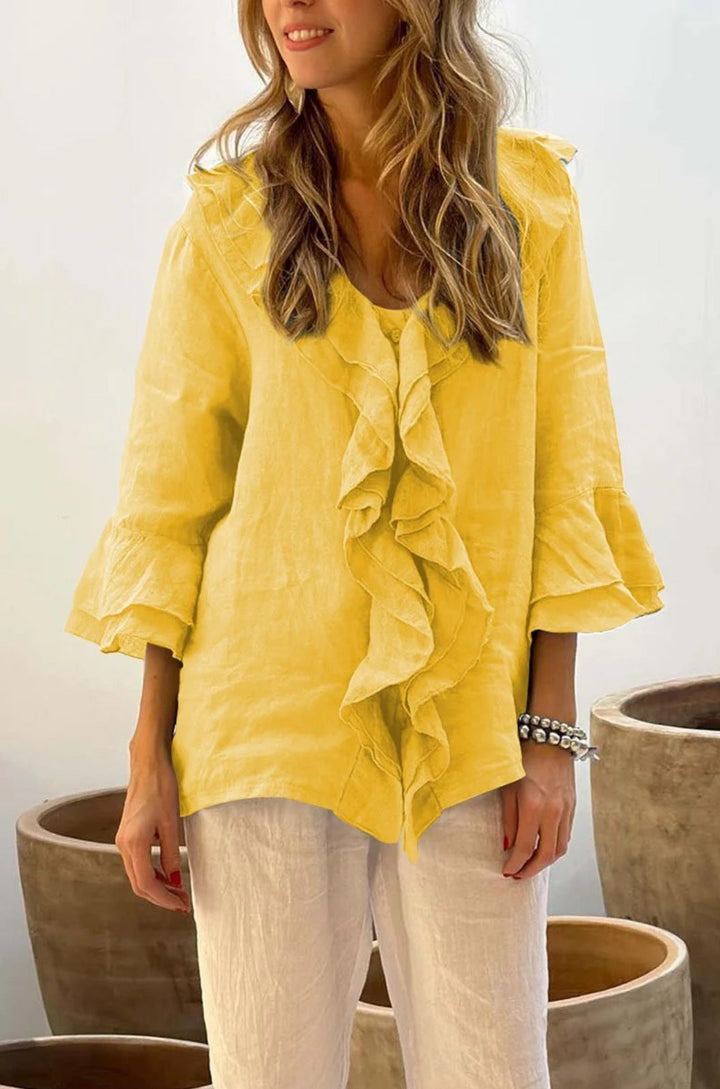 Cherry - Ruffled Blouse for Effortless Feminine Grace