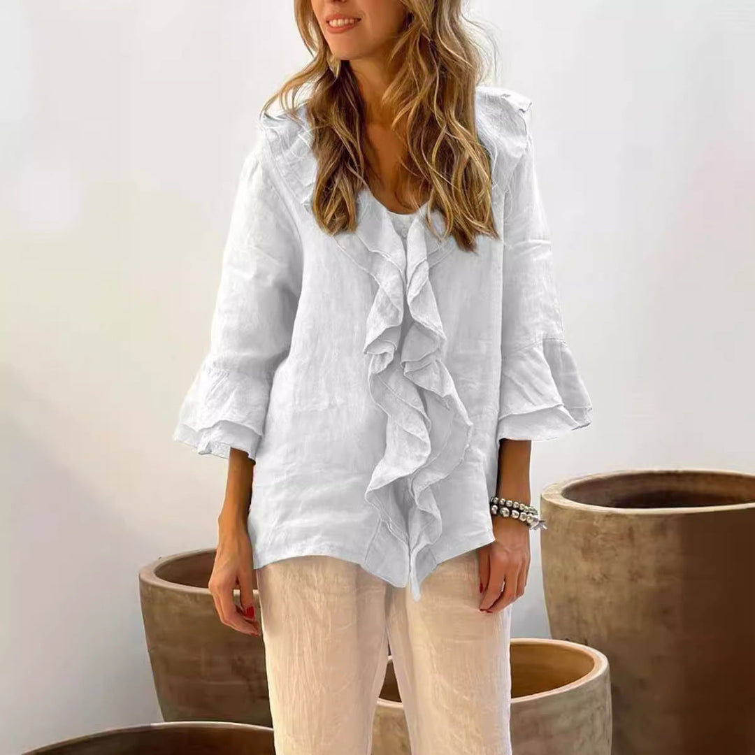 Cherry - Ruffled Blouse for Effortless Feminine Grace