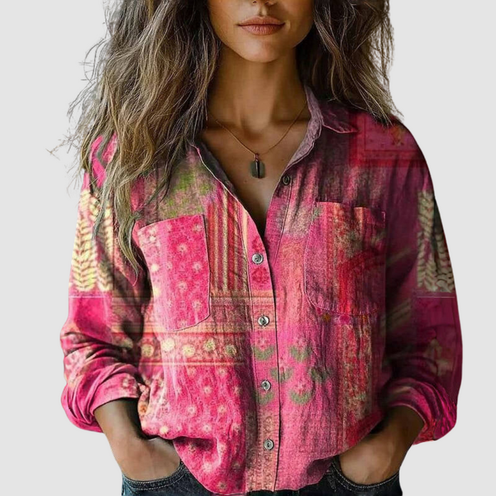 Lilou - Retro Printed Blouse for Effortless Vintage Charm