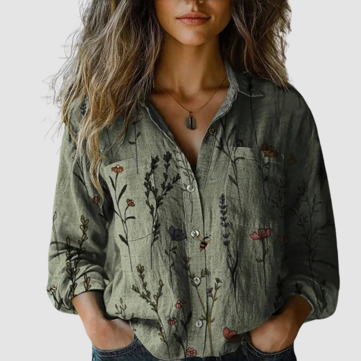 Lilou - Retro Printed Blouse for Effortless Vintage Charm