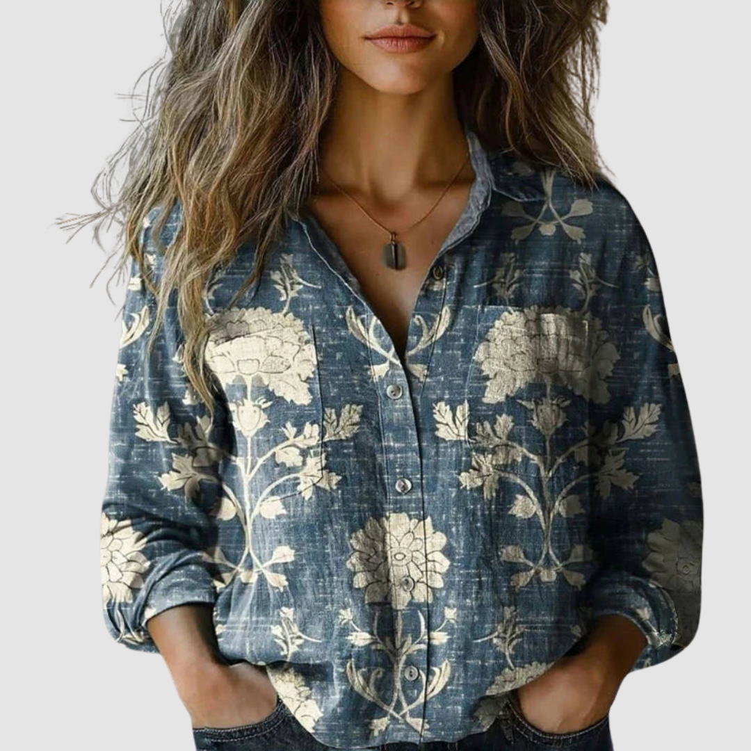 Lilou - Retro Printed Blouse for Effortless Vintage Charm