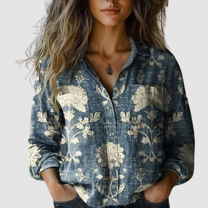 Lilou - Retro Printed Blouse for Effortless Vintage Charm
