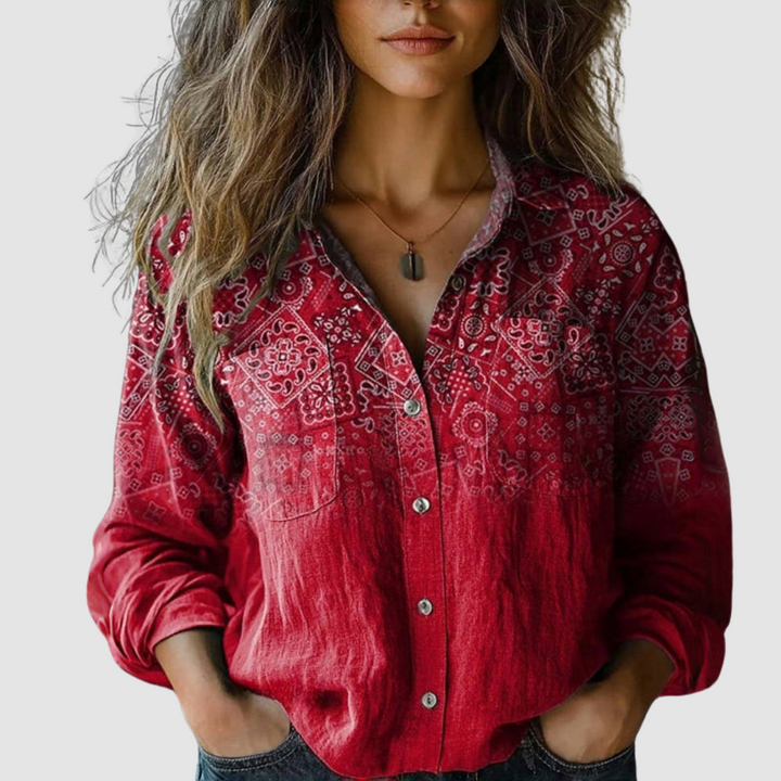 Lilou - Retro Printed Blouse for Effortless Vintage Charm