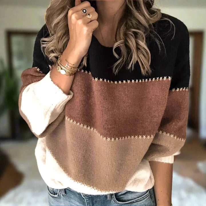 Isabelle – Bold Comfort in a Modern Color-Block Sweater