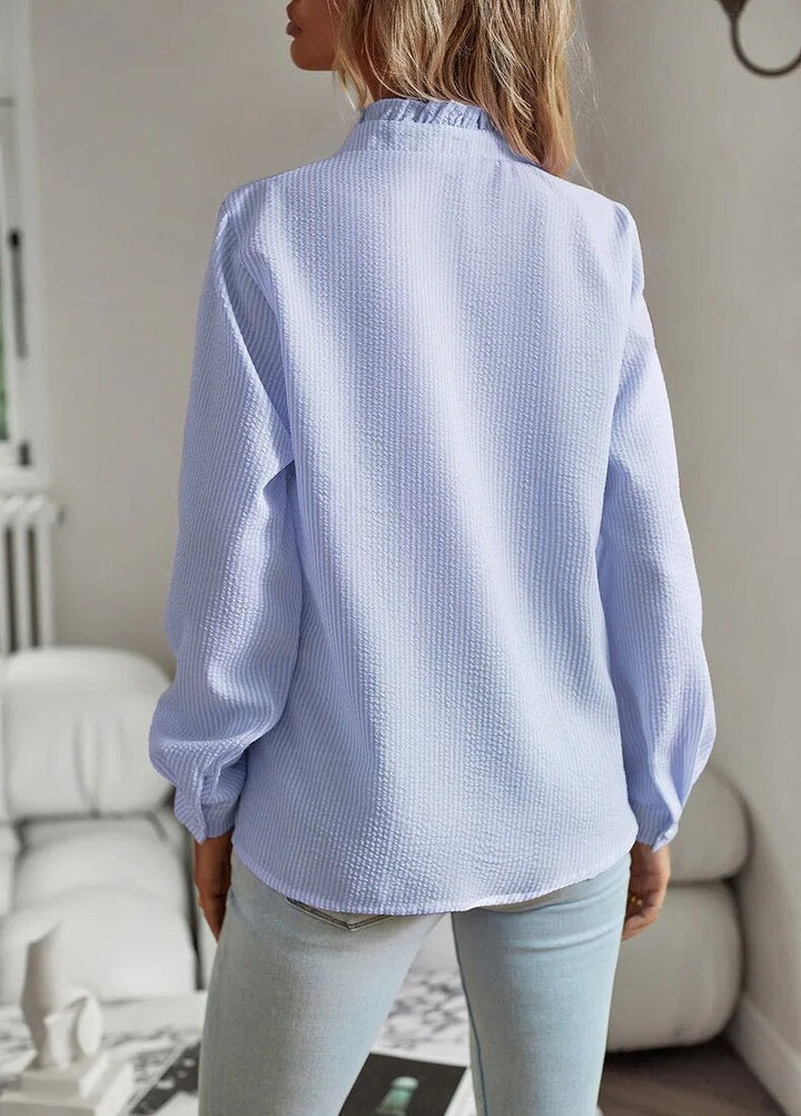 Belle - Ruffled Polo Blouse for Effortless Elegance