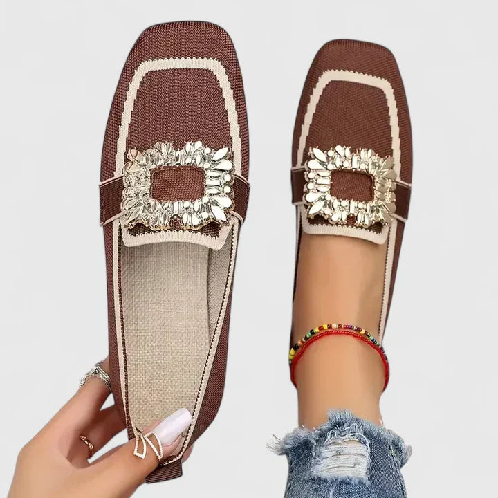 Beatrice - Chic Comfort Crystal Buckle Loafers