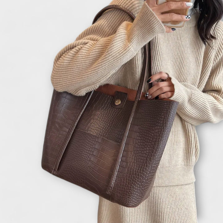 Mae - Croc-Texture Tote Bag for Effortless Everyday Elegance