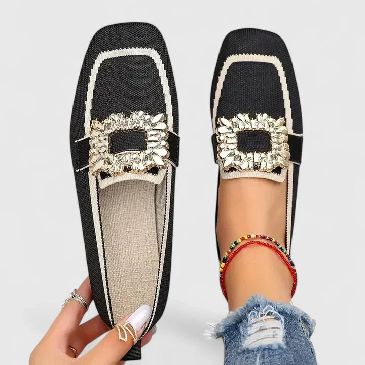 Beatrice - Chic Comfort Crystal Buckle Loafers