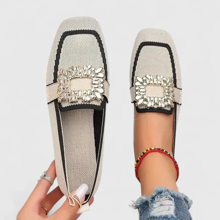 Beatrice - Chic Comfort Crystal Buckle Loafers