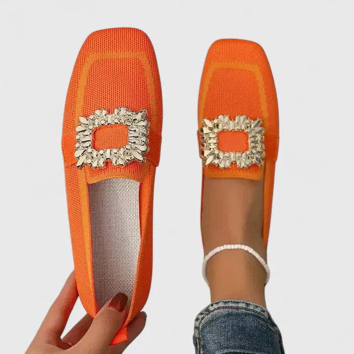 Beatrice - Chic Comfort Crystal Buckle Loafers