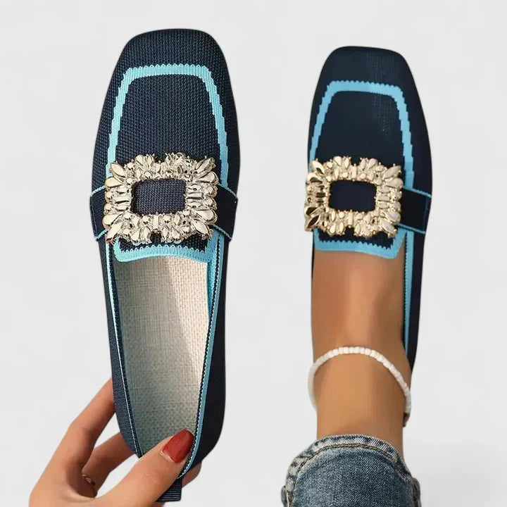 Beatrice - Chic Comfort Crystal Buckle Loafers