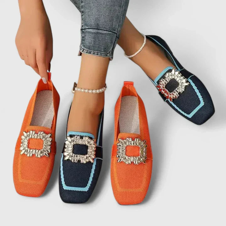 Beatrice - Chic Comfort Crystal Buckle Loafers