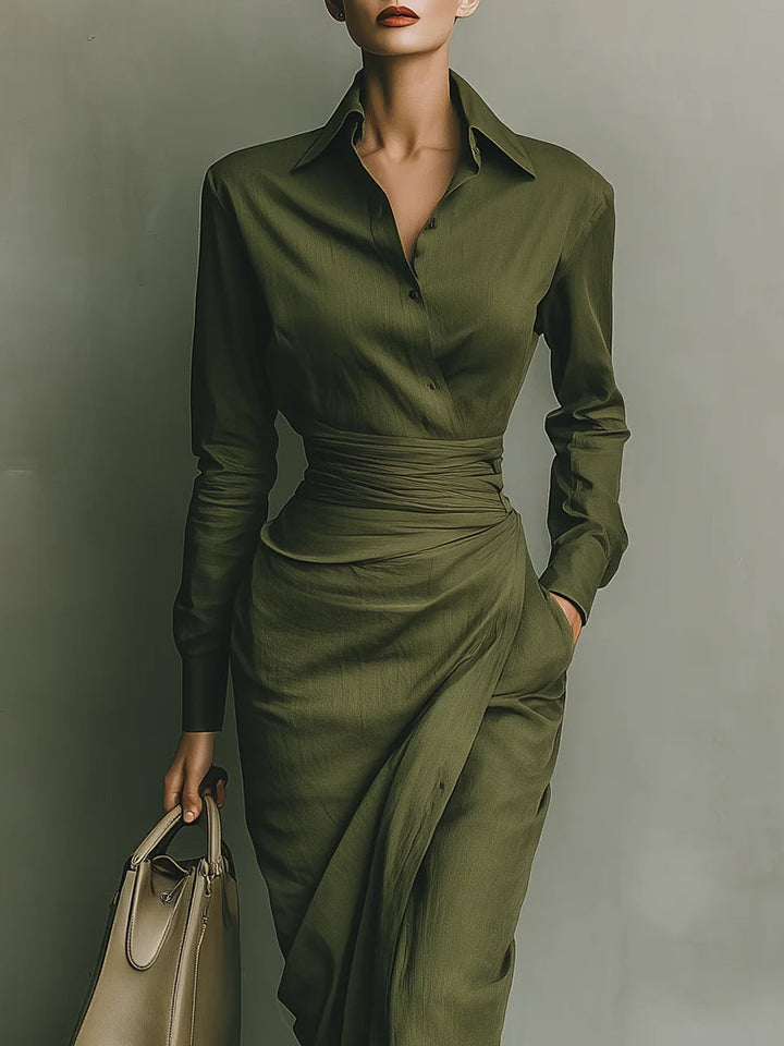 Willa – Long Sleeve Wrap Midaxi Dress for Refined Confidence