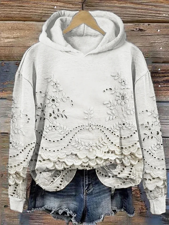 Rosa – Effortless Charm in a Lace-Trimmed Hoodie for Everyday Style