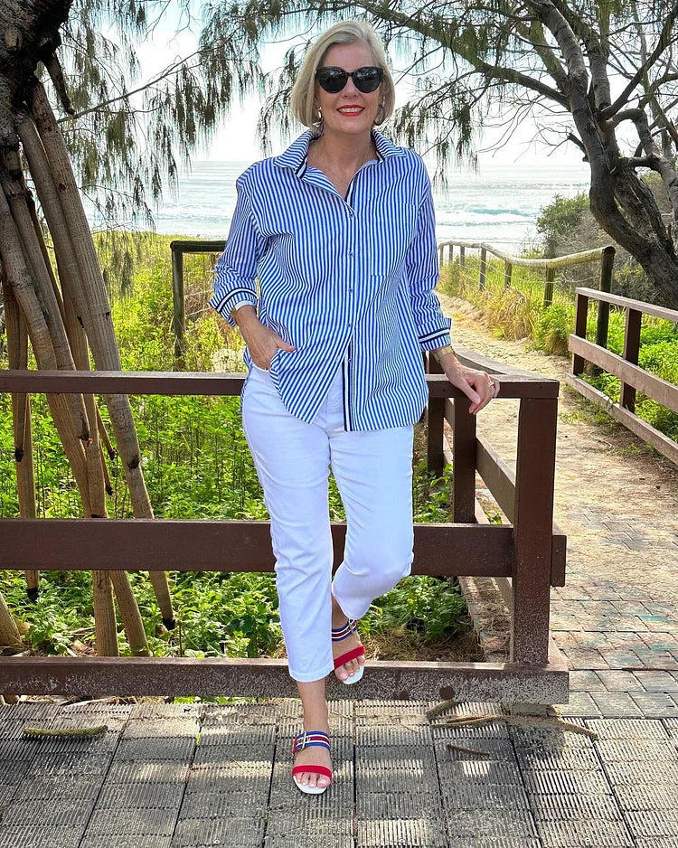 Ellen - Striped Shirt for Effortless Everyday Elegance