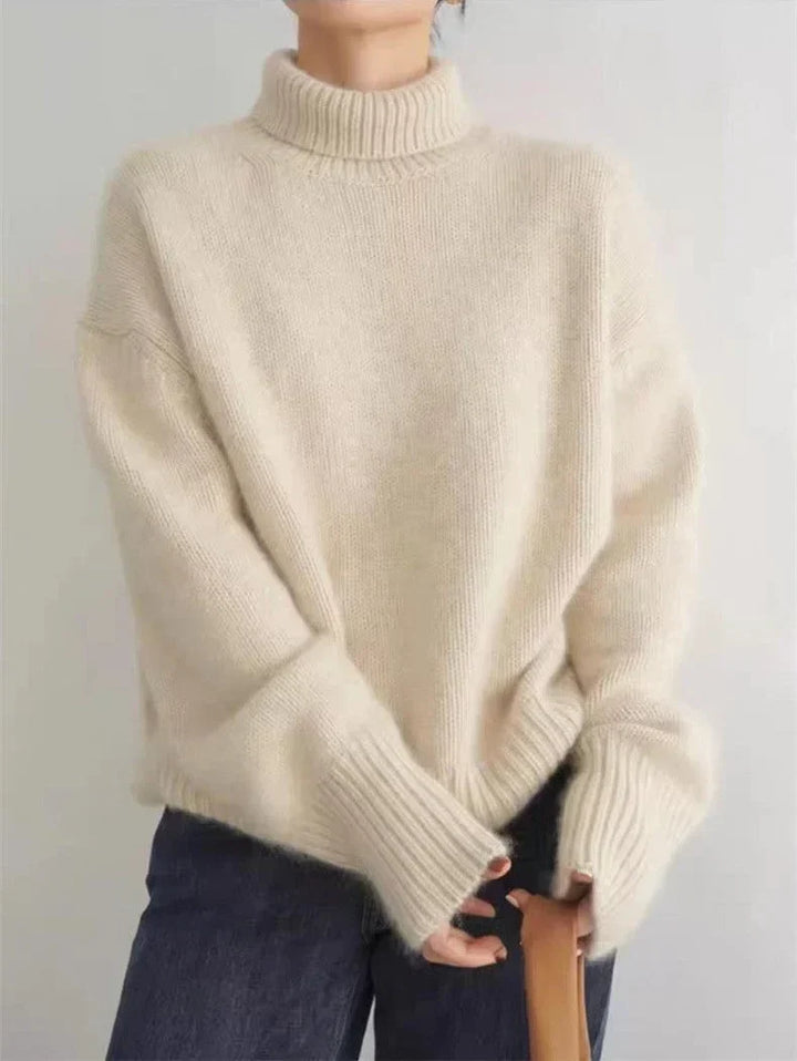 Andrea – Cozy Elegant High Neck Knit Sweater for Stylish Warmth