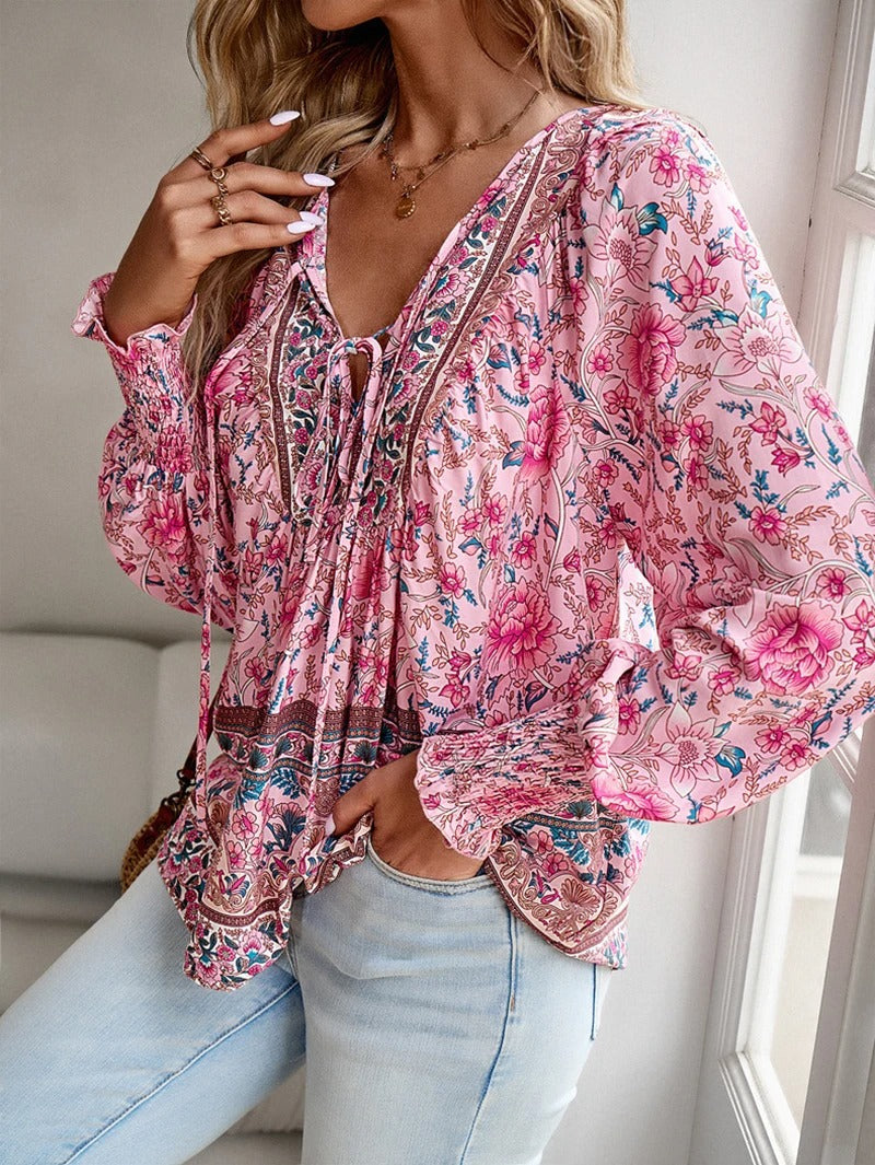 Helena - Bohemian Floral Top for Sunlit Days